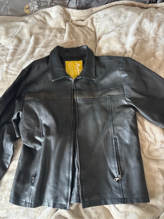 Other - Men's Black Leather Zip-Front Jacket
